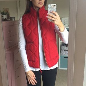 J crew red puffer vest